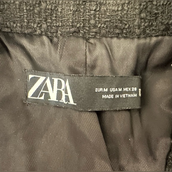 Zara Tweed Blazer Dress Jacket Suit Textured Black Gold Buttons Tailored M $119 - Picture 12 of 13